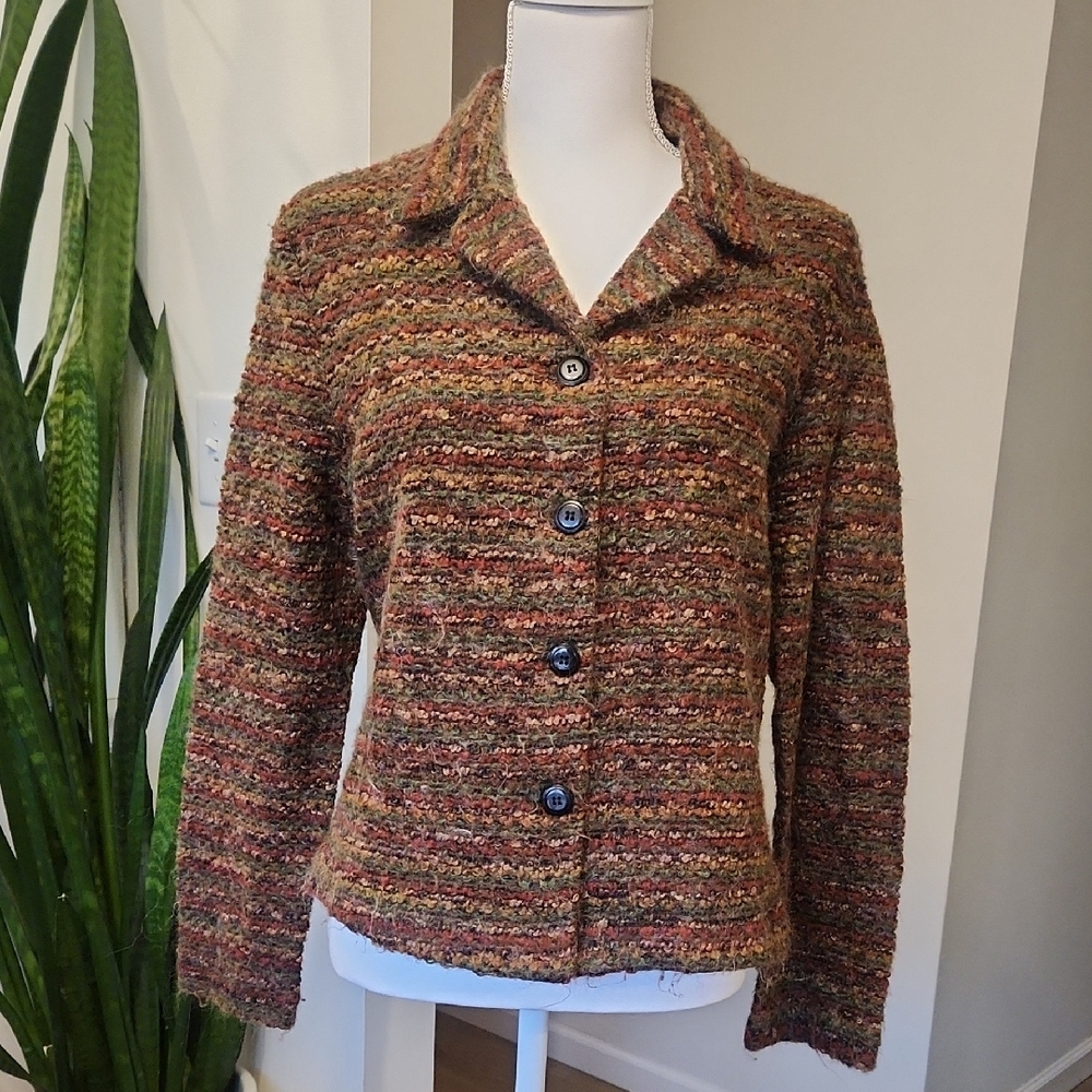 Dressbarn 90s Vintage Shaggy Knit Jacket Mohair Blend Grandmacore Size L